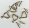 5 Sets of 26x18mm Antique Gold Heart Toggle Clasps